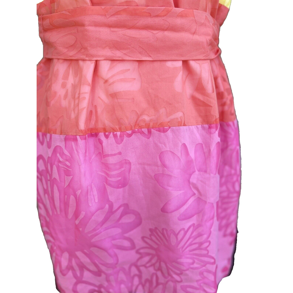 Lilly Pulitzer Hotty Pink Burnout Combo Sully colorblock flower Dress L A000262 - Picture 7 of 10